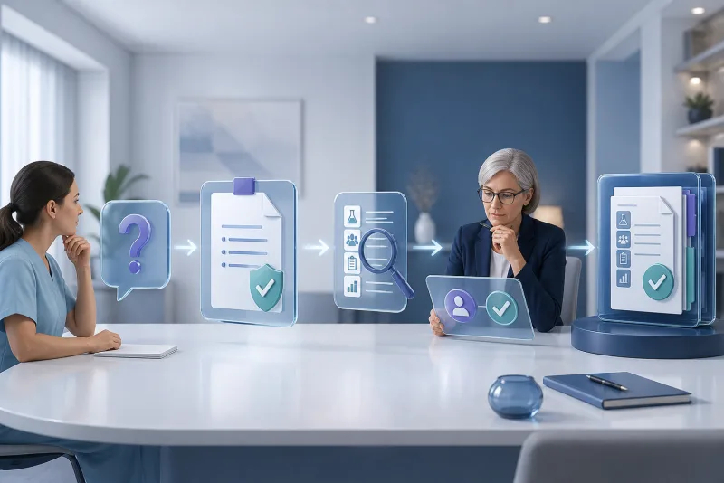 Health policy answer reaching a human review and verified evidence checkpoint